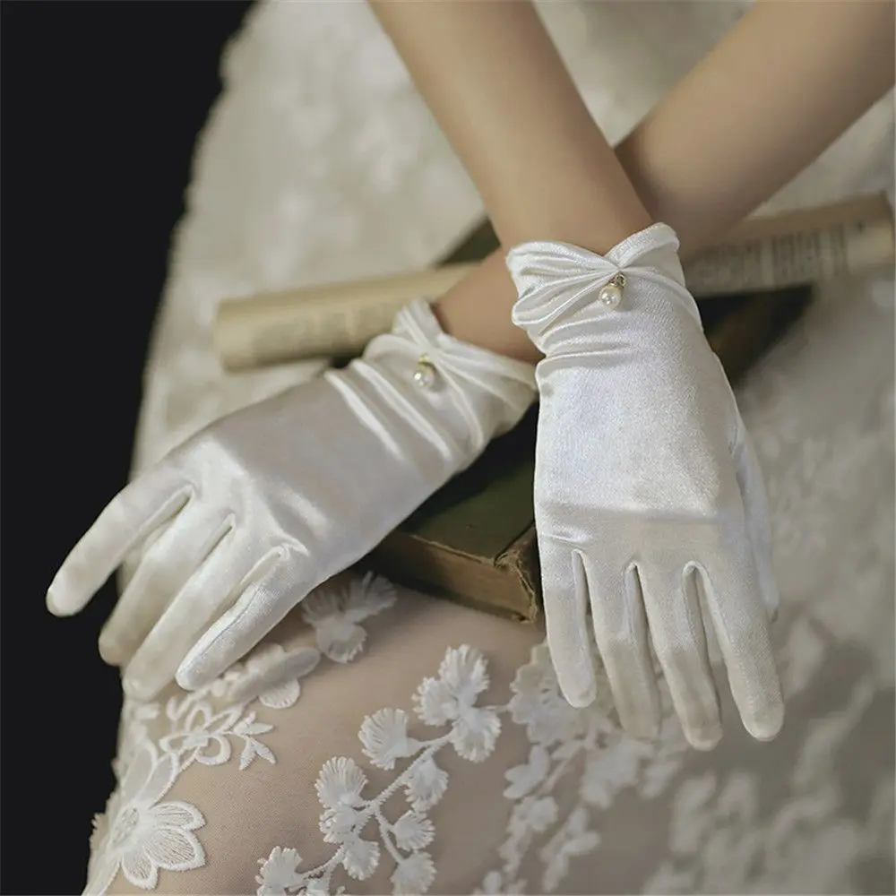 

1 Pair Women Adult Mittens Prom Costume Accessories Opera Classic Wrist Stretch Satin Party Gloves Wedding Bridal Gloves
