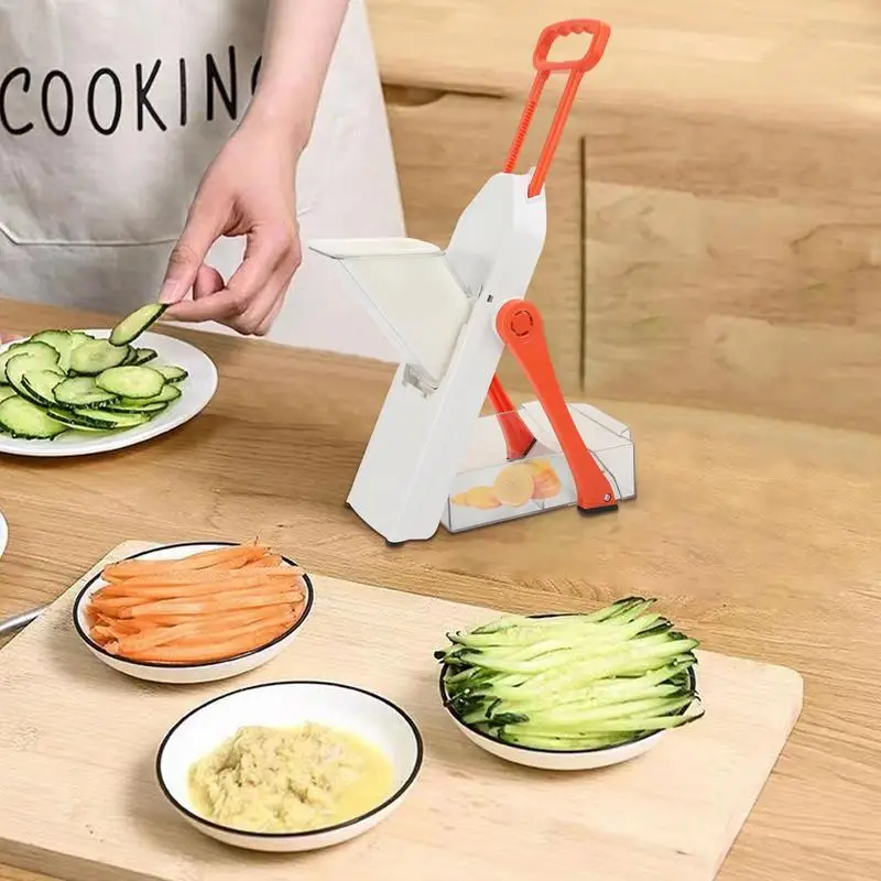 

4Cutters Vegetable Slicer Port Able Food Chopper Multifunctional Dicer Slicer With Container For Potato Carrot Cucumber Fruit