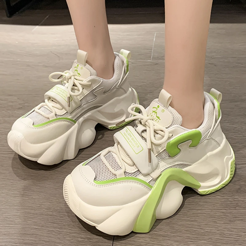 

Women Sneakers Lace Up Platform Casual Sport Shoes Personalized Design Thick Bottom Shoes Outdoor Running Tennis Shoe For Female