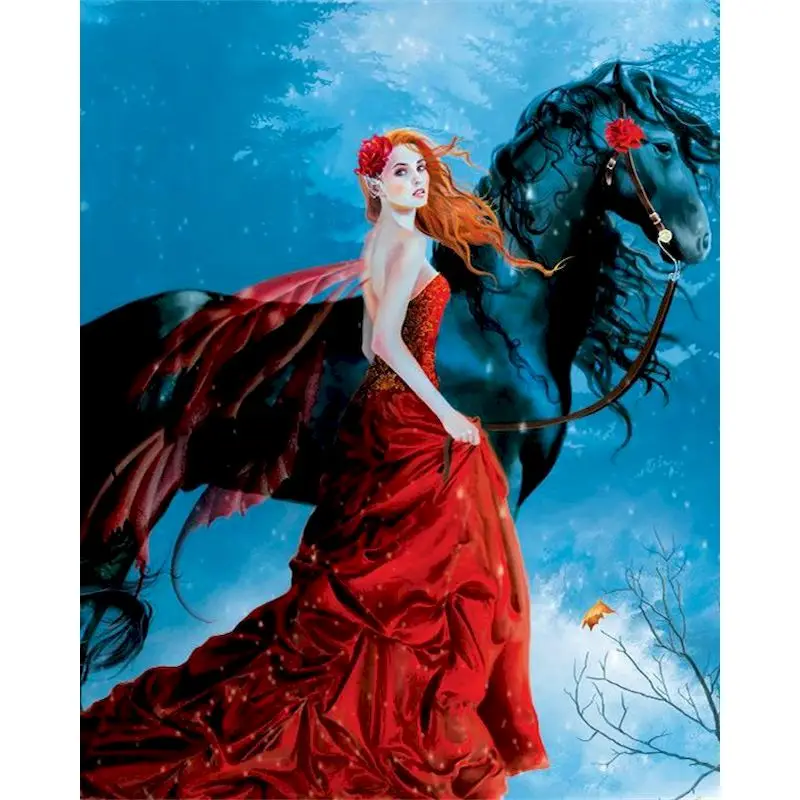 

GATYZTORY 60x75cm Painting By Numbers Acrylic Paints Girl Figure Pictures By Numbers Horse Kit For Adults Artwork Home Decor Diy