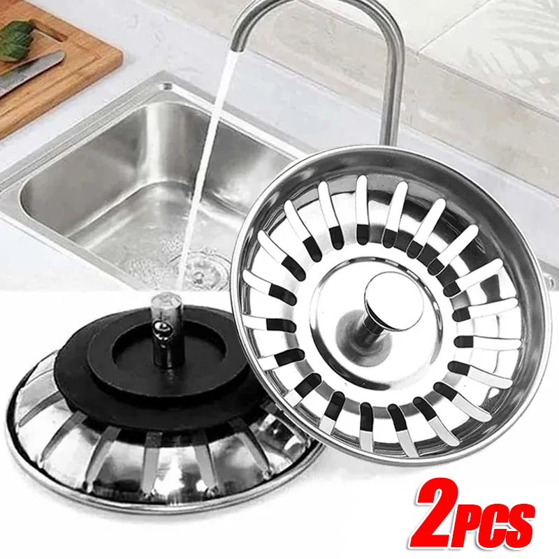 Stainless Steel Kitchen Sink Filter Hole Bathtub Hair Catcher Stopper Bathroom Sewer Drain Strainer Basin Sink Waste Filter Plug