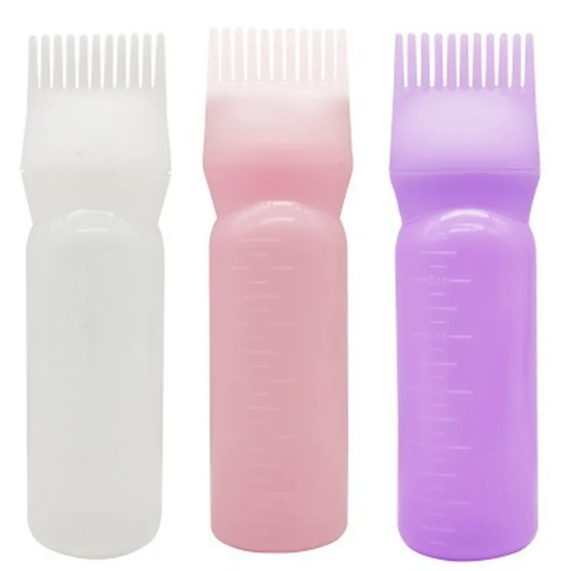 Plastic Hair Dye Refillable Bottle Applicator Comb Dispensing Salon Hair Coloring Hairdressing Styling Tool