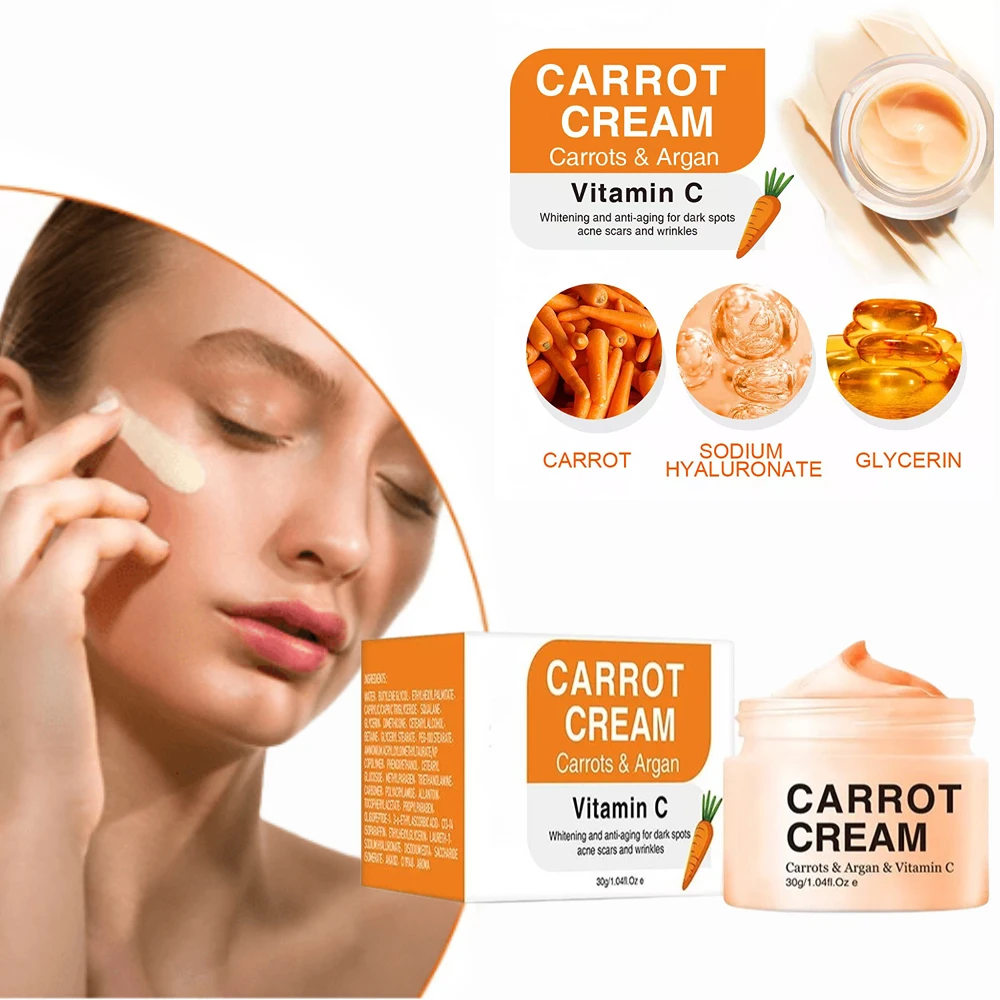

Carrot Vitamin C Face Cream Remove Dark Spots Whitening Repair Fade Freckls Melanin Remover Brighten Skin Care Beauty Health