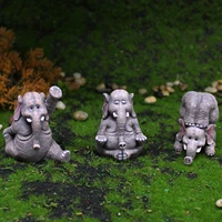 3pcs garden mini statue ornament collection resin animal elephant figurine doing yoga table decor home decor elephant sculpture