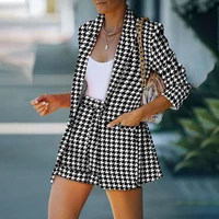 womens office long sleeve blazers shorts solid 2 piece set 2022 spring autumn new elegant casual office lady jacket coat suit