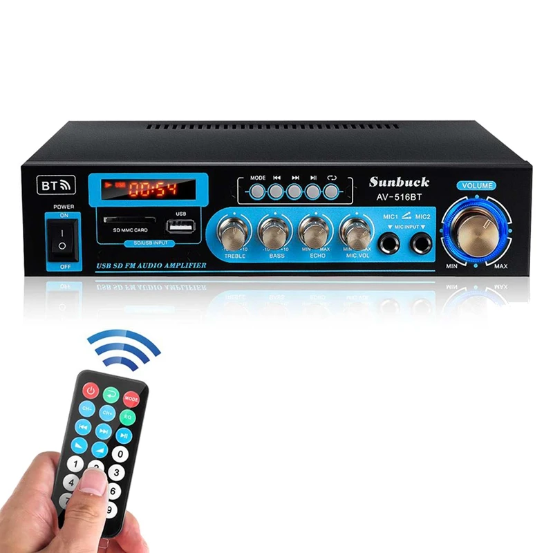 

SUNBUCK Audio Power Amplifier DC 12V Home Theater Amplifiers With Remote Control Support FM USB SD Card