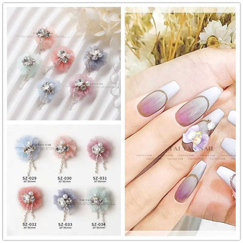 

2/5Pcs/Bag Light Luxury Diamonds Nail Art Charms Bow Tie Pearl Shaped Glass Drill Chain Nails Decoration Accessories Suppliers