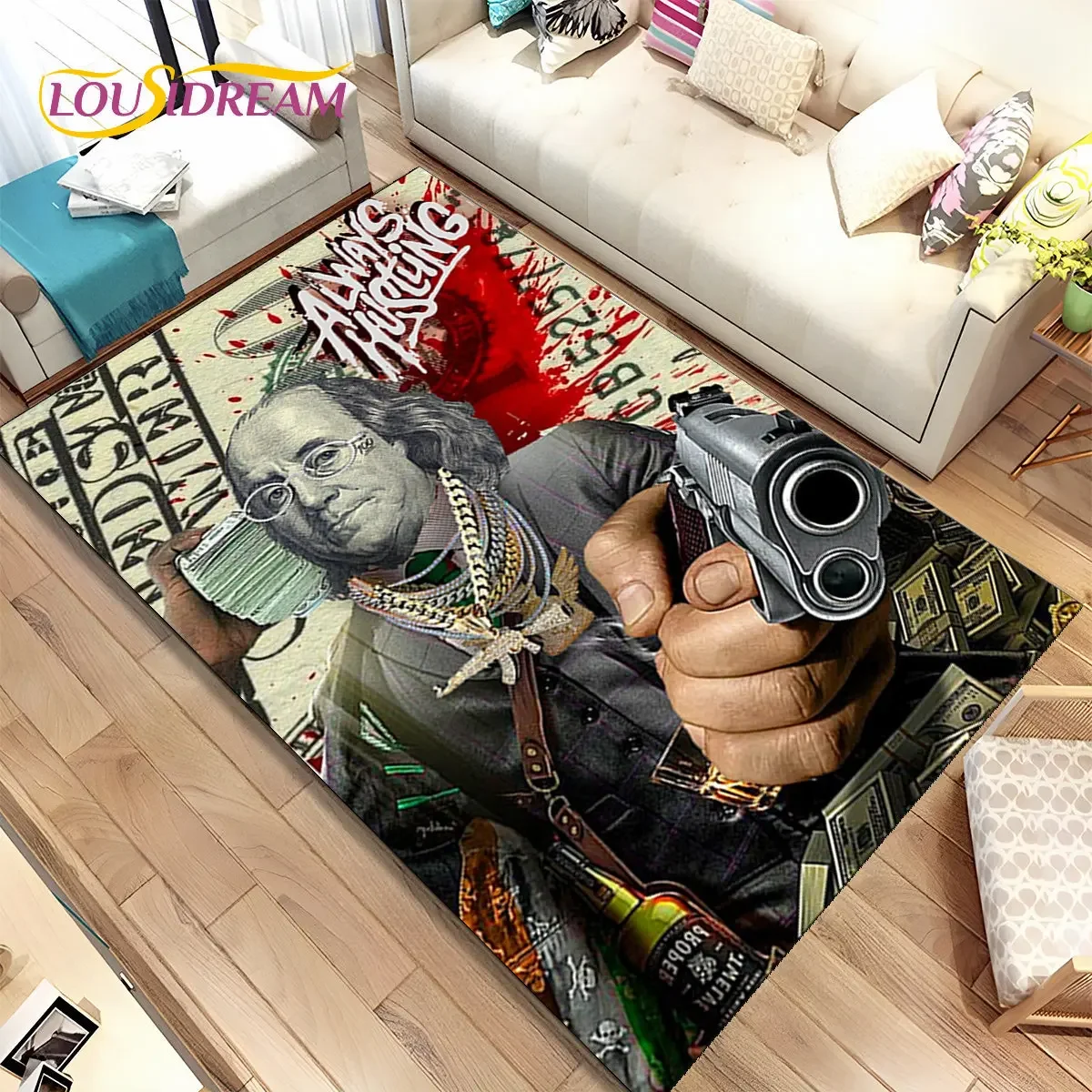 Фото 3D иллюзия доллара евро деньги узор ковер, ковер для дома, гостиной, спальни, дивана, коврик для декора, детский нескользящий напольный коврик №2