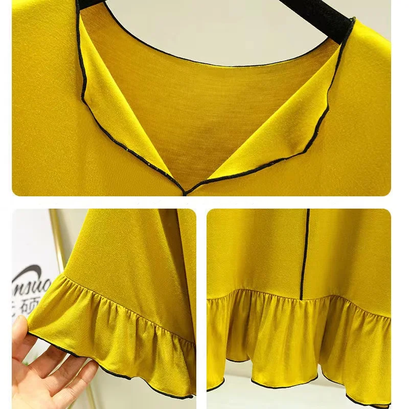 Ruffle Modal Dress For Women Summer New Loose  Dresses Large Size Sleeping Robe  Short-sleeved Long Prom Gown Nightwear