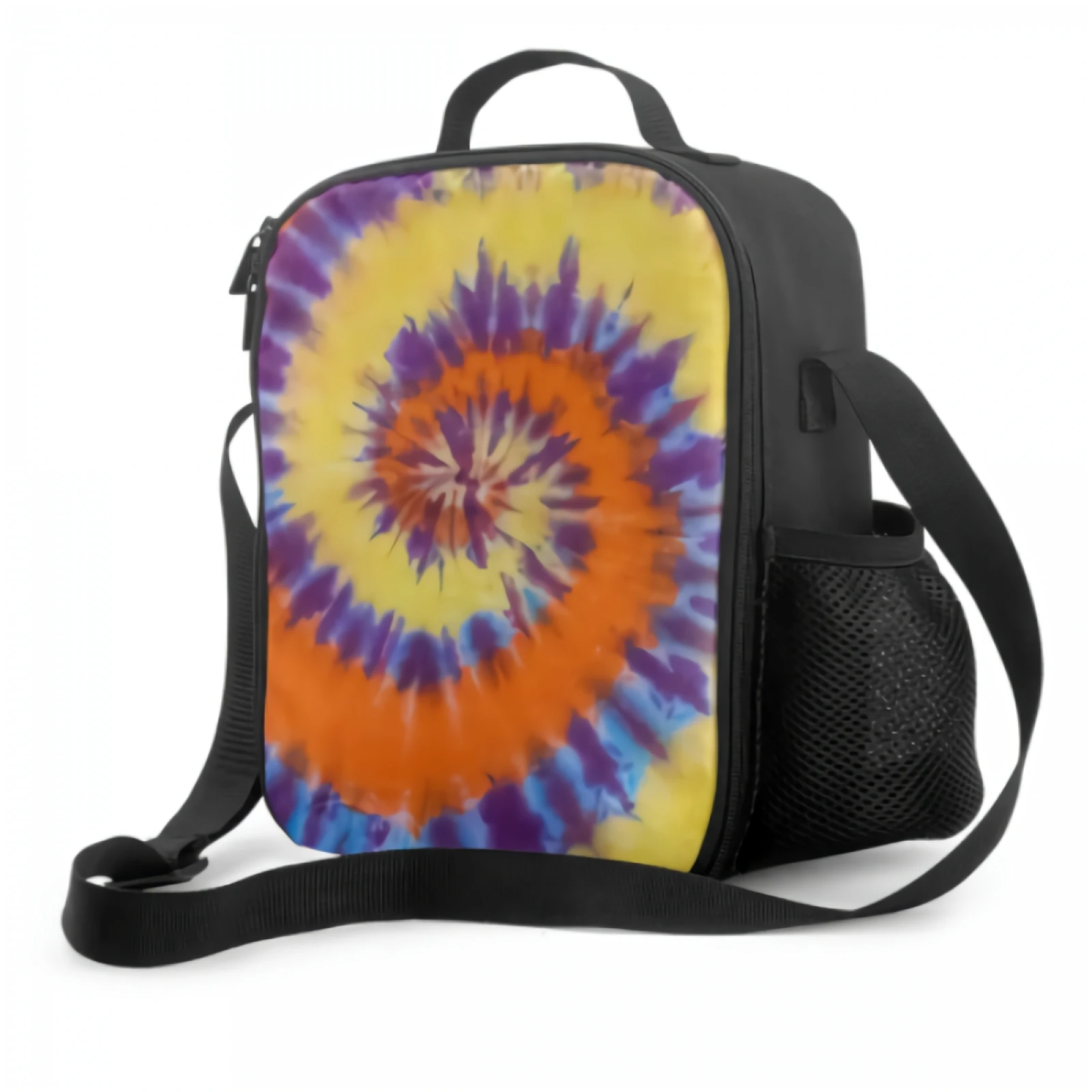 

Tie Dye Swirl Design Insulated Lunch Bag for School Work Picnic Psychedelic Pattern Tote Lunch Box Container Reusable Cooler Bag
