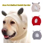 Товары для домашних животных, Новые вязаные шапки для домашних животных с кроличьими ушками, осенне-зимние теплые головные уборы для домашних животных, детские шапки, шапка для собак