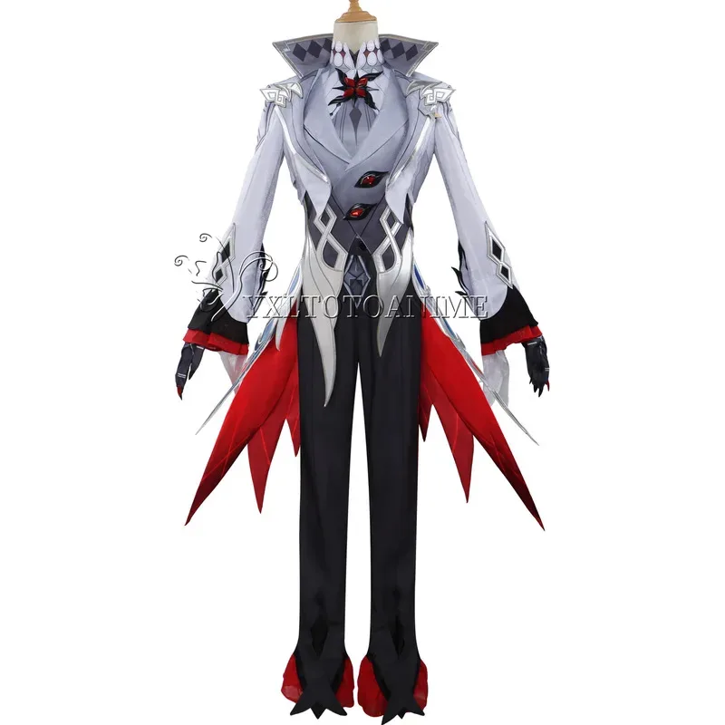 Фото Новая версия Harlequin Косплей Костюм Genshin Impact The Knave Uniform Eleven Fatui Harbingers Arlecchino Outfitx; 8 дюймов, №3