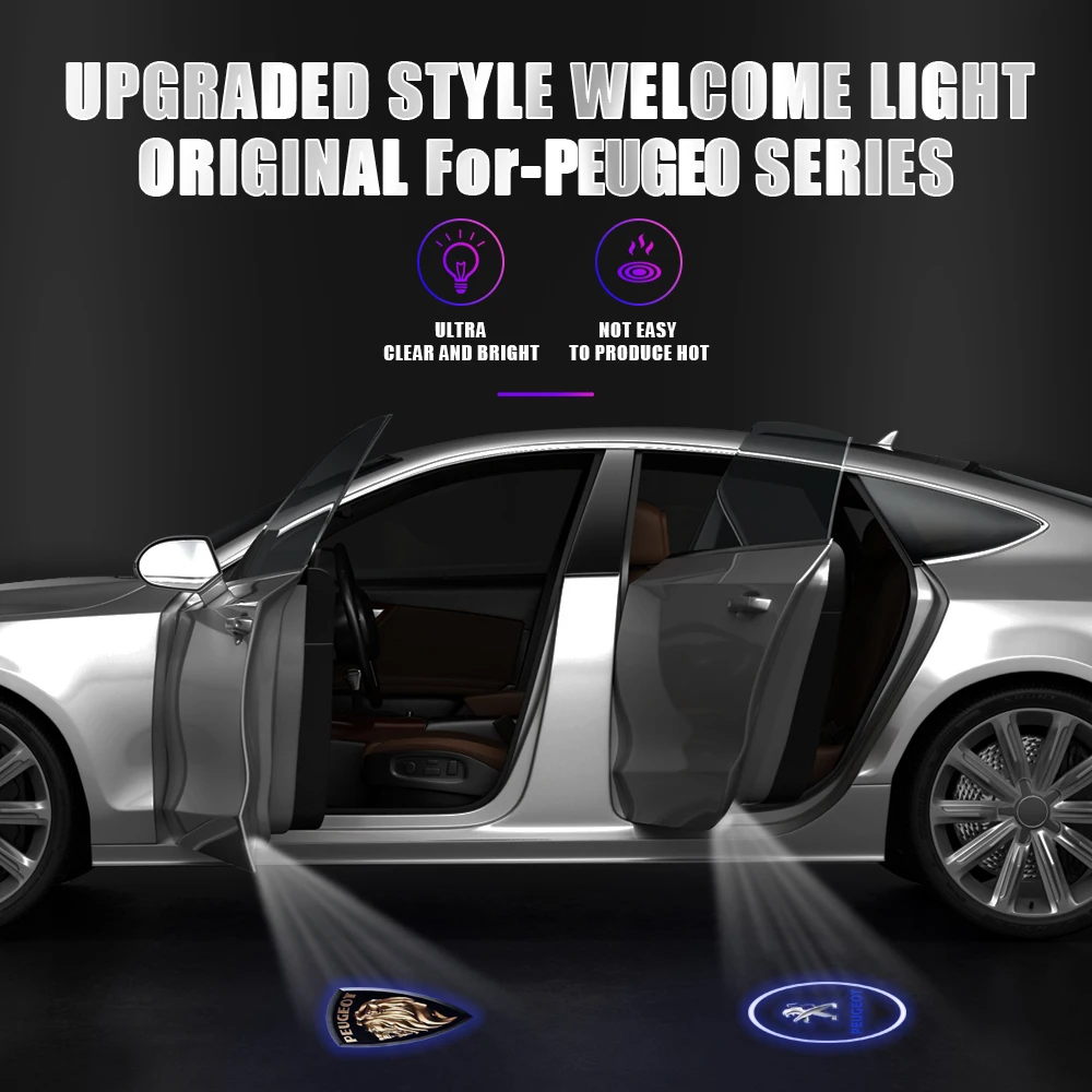 

2pcs Car Styling Door Badge Shadow Laser Projector Welcome LED Light Accessories For Peugeot 206 207 208 306 307 308 508 106