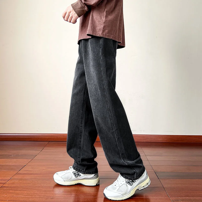 Blue Black Baggy Jeans Men Fashion Retro Casual Straight Jeans Men Streetwear Hip-hop Loose Denim Pants Mens Trousers S-2XL