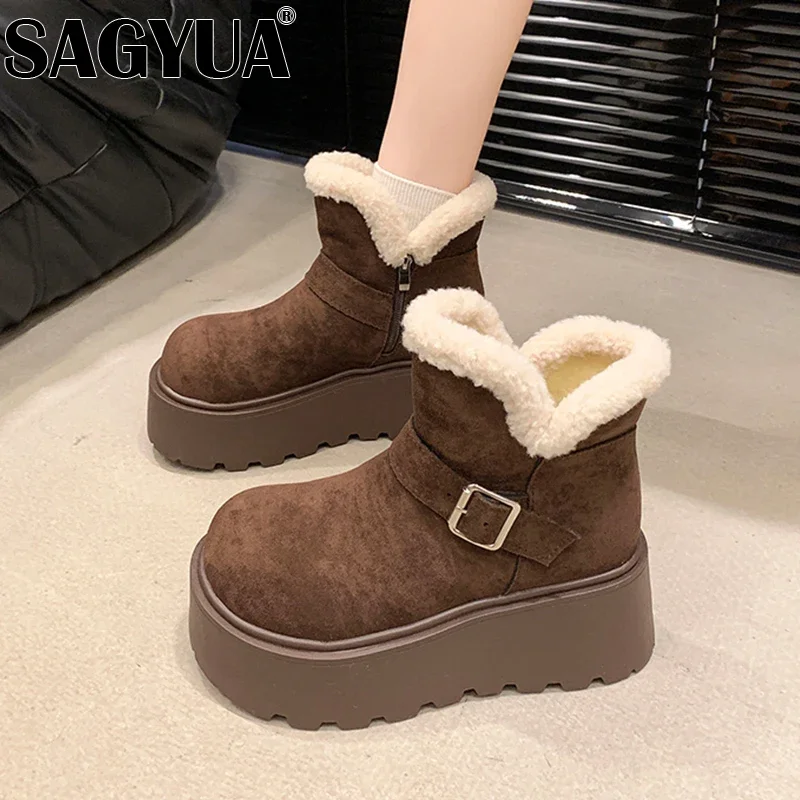 Женские зимние ботинки на меховой платформе женская короткая плюшевая хлопковая