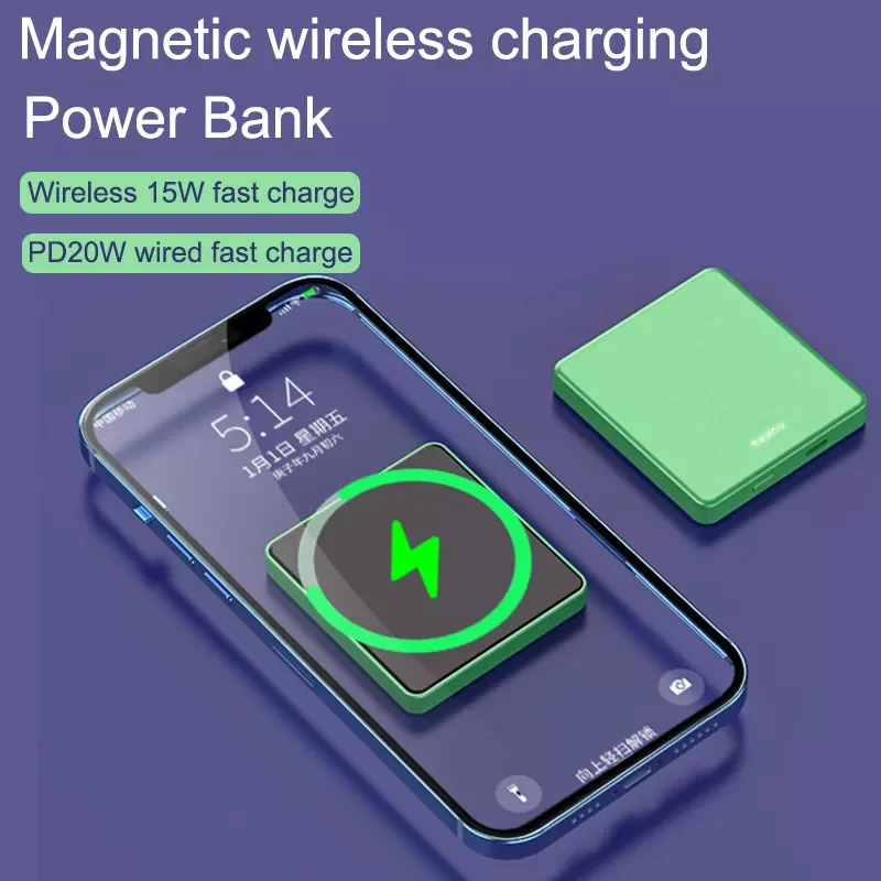 

Wireless Charging For iPhone 13 12 Pro Max 10000mAh Power Bank Fast Inductive Charger Phone External Battery