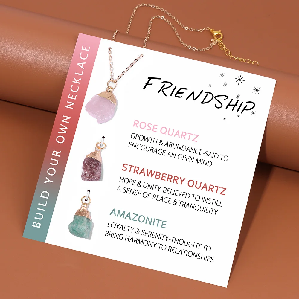 

Irregular Natural Stone Necklaces Set Jewelry Raw Mineral Gems Necklace Rose Quartzs Amazonite Interchangeable Pendant Men