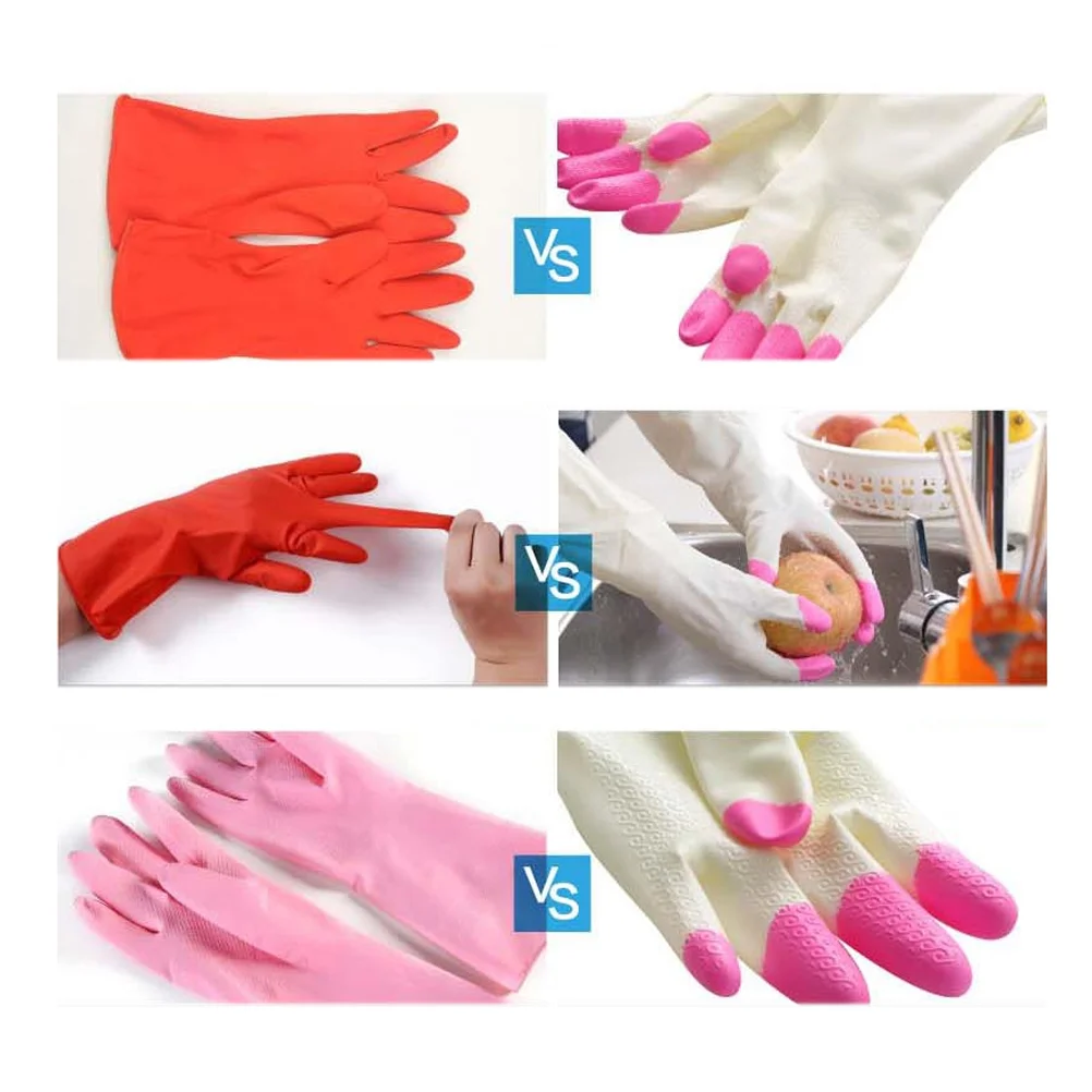 3-парные бытовые перчатки для мытья кухни чистки резиновые водонепроницаемые