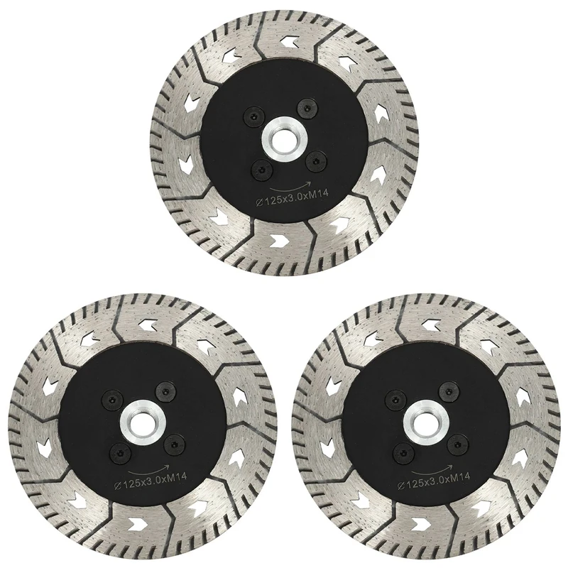 

LJL-3Pcs 125 X 2.8Mm M14 Double-Sided Diamond Saw Blade Grinding Slice Sharp Type With Flange