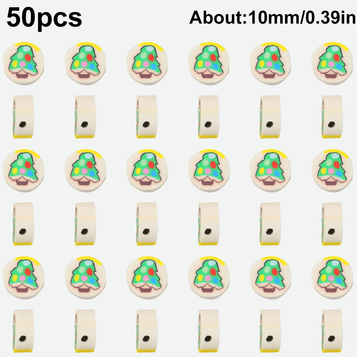 10 мм 50шт Рождественская Елка Желтый Белый Дно Круглый Спейсер Свободные Бусины