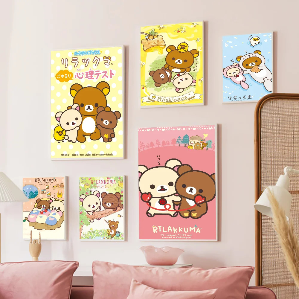 R-Rilakkuma Movie Sticky Posters Retro Kraft Paper Sticker DIY Room Bar Cafe Aesthetic Art Wall Painting