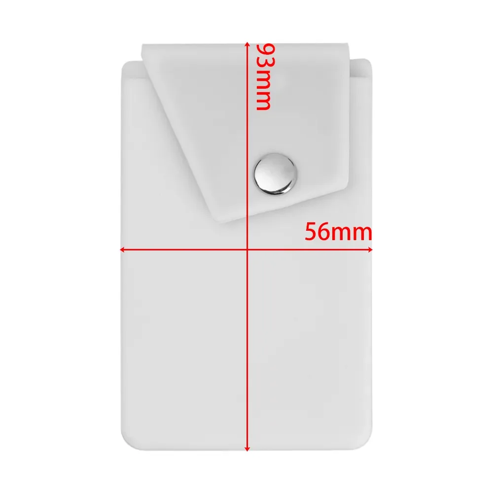 New Adhesive Silicone Phone Wallet with Snap Pocket Smart Phone Back Stick-on Credit Card Holder with Stand for Smart Phone