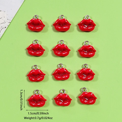 GEOMEE Смола Мини Розы Красные Губы Подвески 12 шт