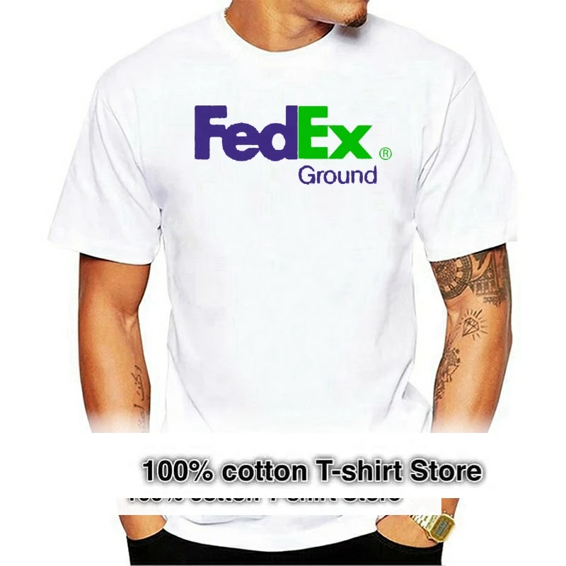 Fedex Ground T-Shirt Men Fashion Crew Neck Short Sleeves Cotton Tops Clothing Black Women Tshirt
