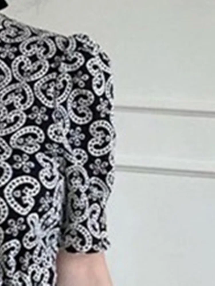 Summer 2023 Women's High Waist Midi Dress Short Sleeve Embroidery Retro Temperament V-neck Female Robe