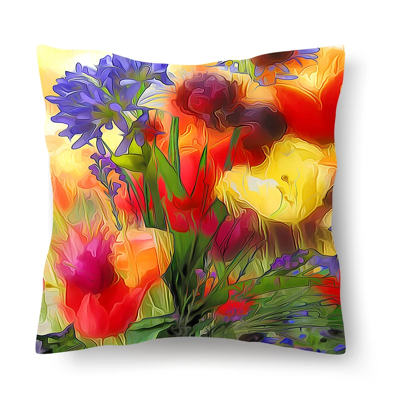 

Наволочка из полиэстера с изображением цветов, декоративный чехол для дивана, наволочка с рисунком «сделай сам» для украшения дома