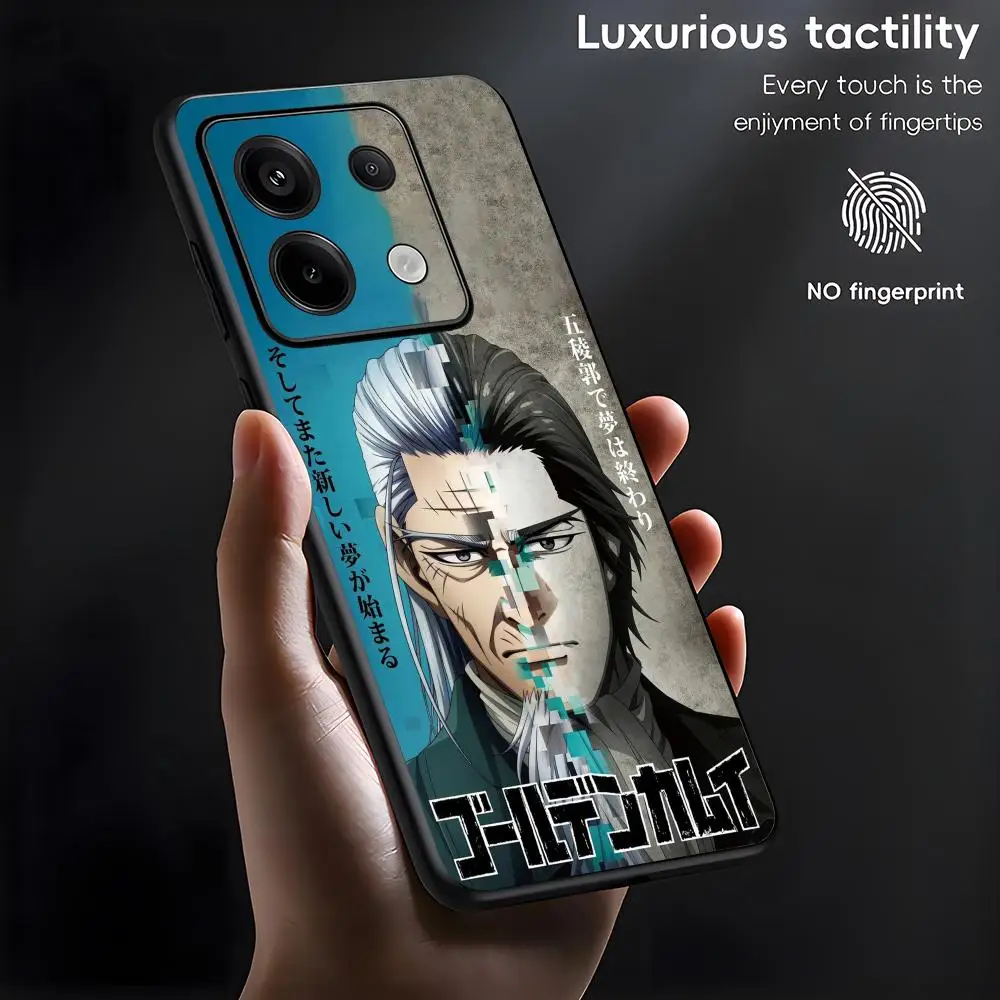 Фото Модный чехол GOLDEN KAMUY для Xiaomi Redmi Note 15 14 13 12 11 Pro Plus S 5G 14C A3, мягкий черный чехол для телефона №3