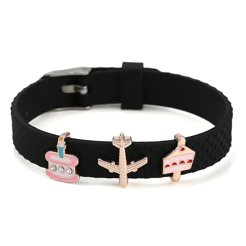 Эластичный браслет из силиконовой резины 10 мм с подвесками на день рождения