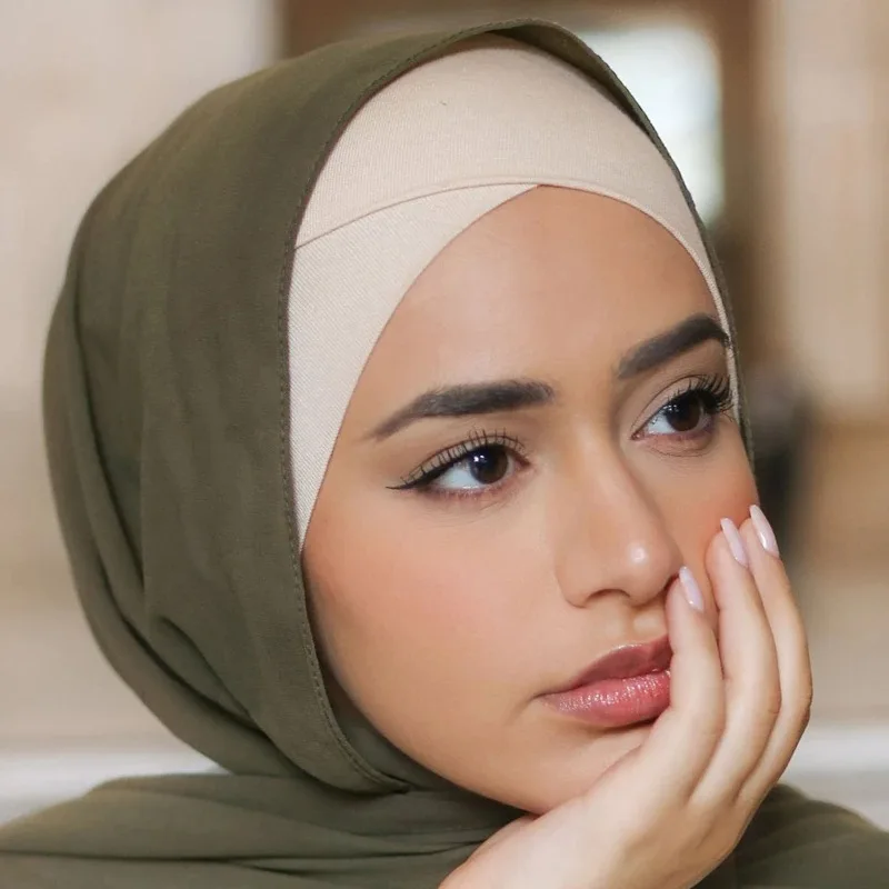 

High Quality Criss Cross Muslim Hijab Inner Hat Cotton Underscarf Pull On Islamic Scarf Turban Cap Full Headcover Women Headwrap