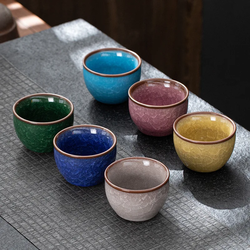Винтажная многоцветная керамическая чайная чашка в японском стиле ретро ручная