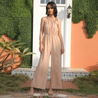 luoyiyang jumpsuit women 2022 solid color sexy sleeveless halterneck loose elegant woman jumpsuit fashion overalls for women