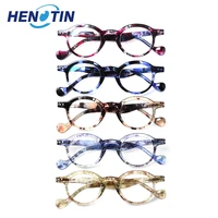 henotin 2022 new round printing flower frame reading glasses metal hinge men and women hd eyeglasses1 02 03 04 05 06 0