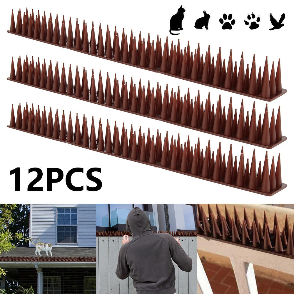 

12pcs Fence Wall Spikes Bird Deterrent Spikes Plastic Anti Climb Cat Animal Repellent For Garden Fences Birds Pigeons Spikes