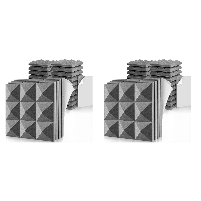 

Акустическая пенопластовая доска, самоклеящаяся звукостойкая пенопластовая доска, настенная пена для снижения уровня шума, для музыки, студии и т. д., 5x30x30 см, 48 шт.