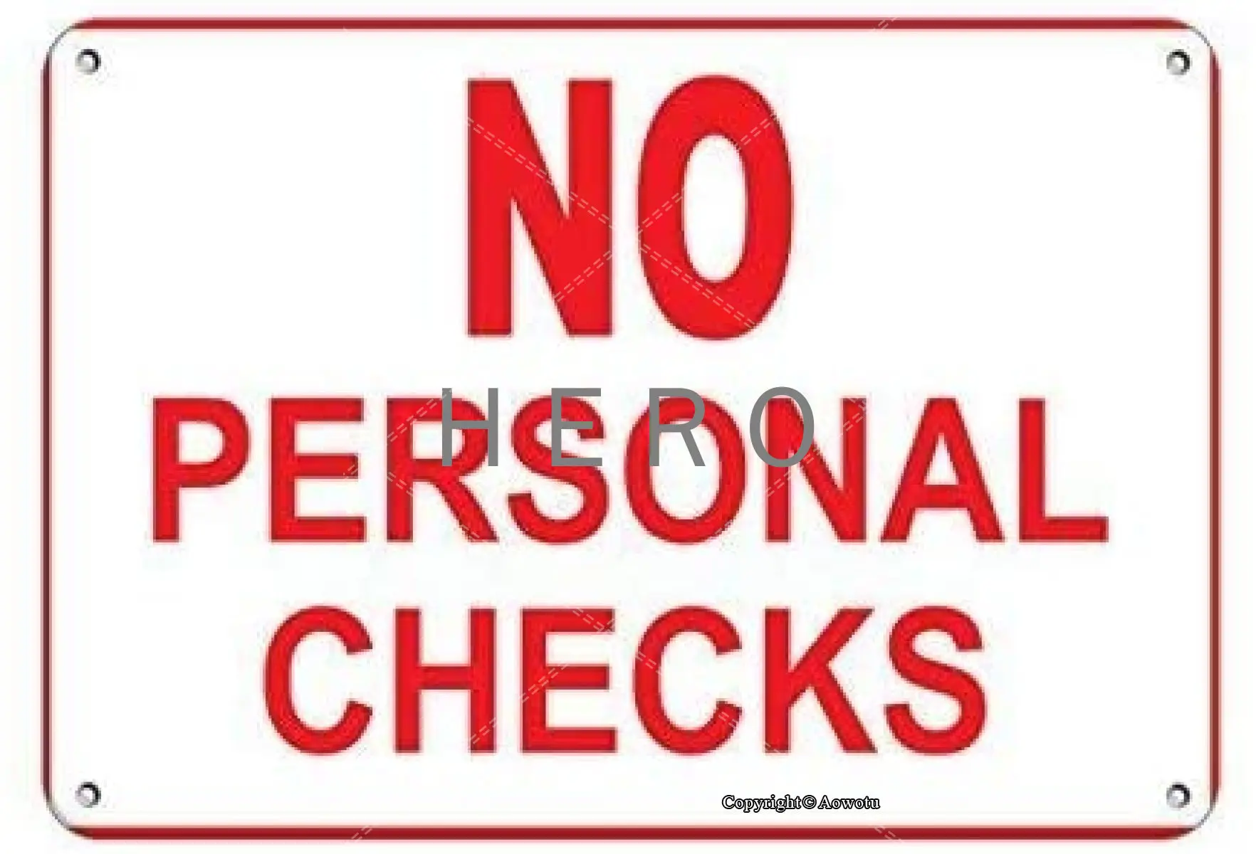 

No Personal Checks Business Store Policy Vintage Tin Sign Art Iron Painting Rusty Poster Decoration Aluminum plaque