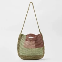 fashion woven tote straw bags for women 2022 bohemian beach hobo shoulder bag patchwork handbags and purses travel shopper bag
