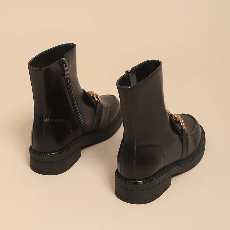 

2023 New Autumn/Winter Genuine Leather Short Boots Thick Sole Women's Ankle Boots