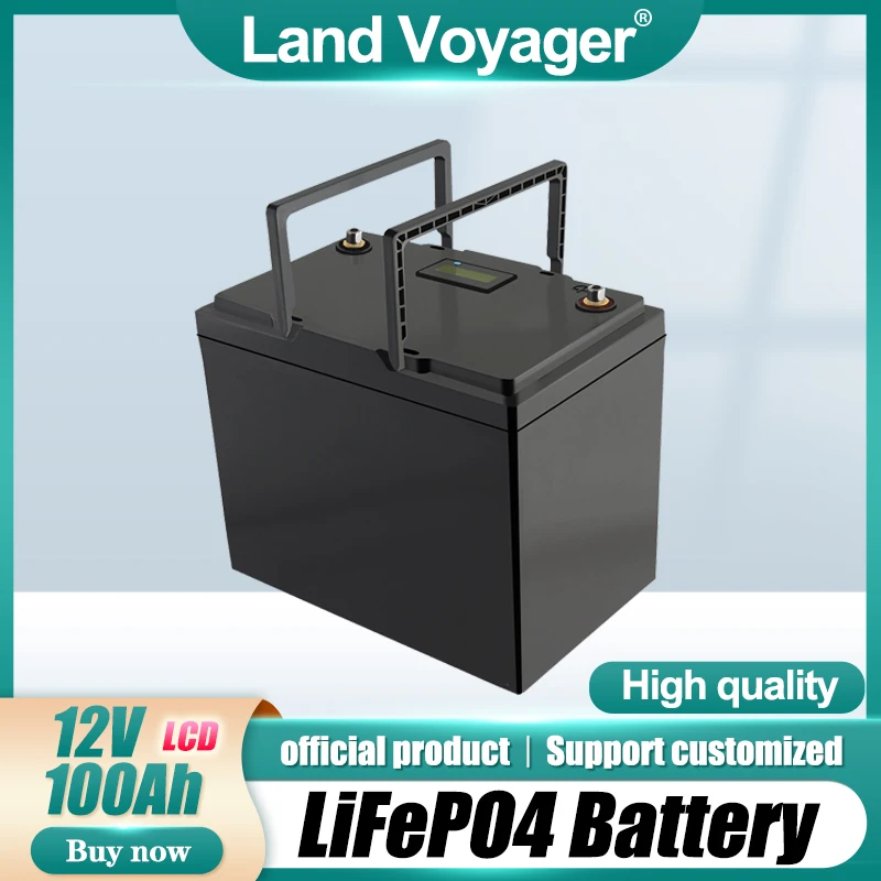 

Land Voyager 12V 100AH lifepo4 battery with 100A BMS 4S 12.8V 1200W backup power inverter For RV Campers Solar Golf Carts Marine