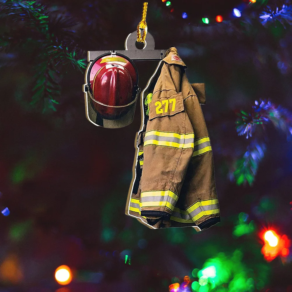 Decoración de Navidad, casco de uniforme de policía de fuego de madera,...