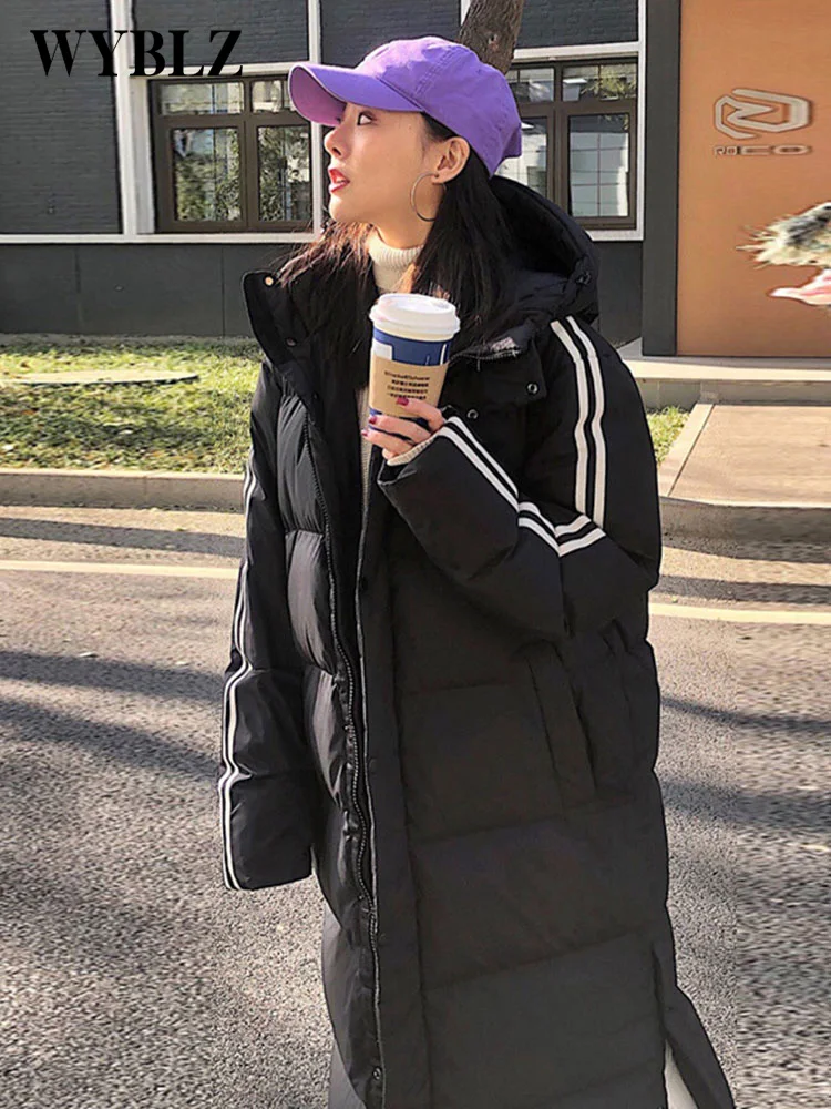WYBLZ White Duck Down Jacket Women Parka Thicken Warm Hooded Jackets and Coats Fashion Winter Jacket Couple Loose Coat Outwear
