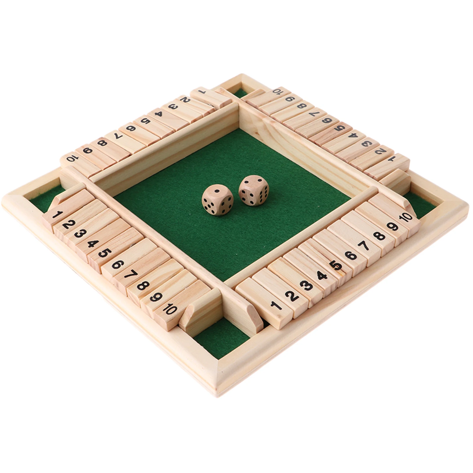 

Shut The Box Dice Game 2-4 Players Wooden Table Game with 1-10 Numbers Carved for Party Club Drinking C44
