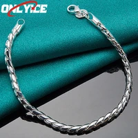 925 sterling silver 4mm smooth round bar twist bracelet ladies fashion glamour party wedding engagement jewelry