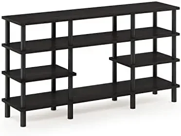 

3-Tier Multipurpose Wide Shelf TV Stand, French Oak Grey/Black