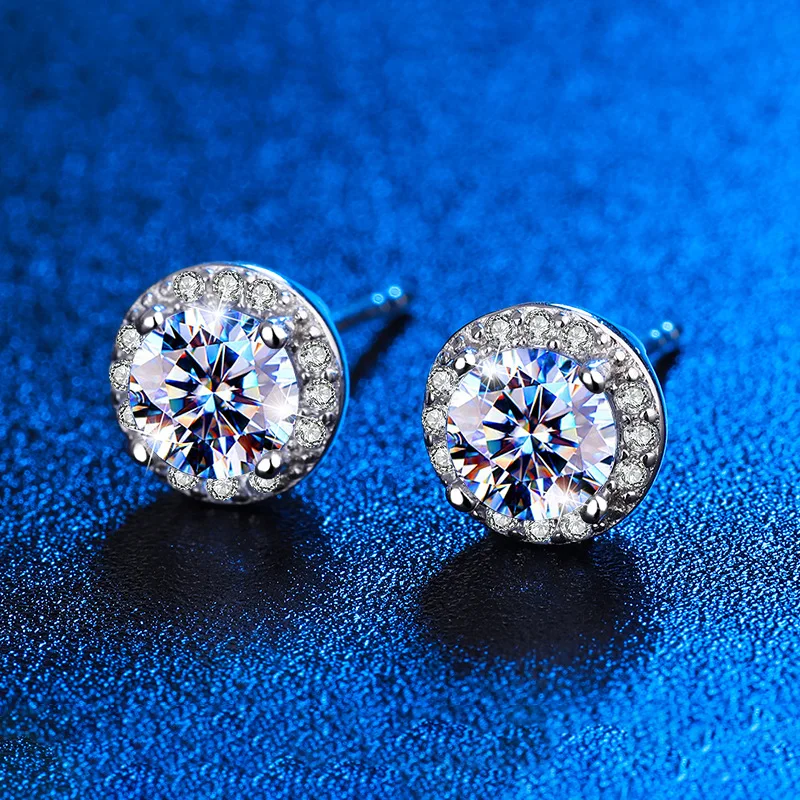 

Серьги с мусанитом женские из серебра 925 пробы, 1 карат