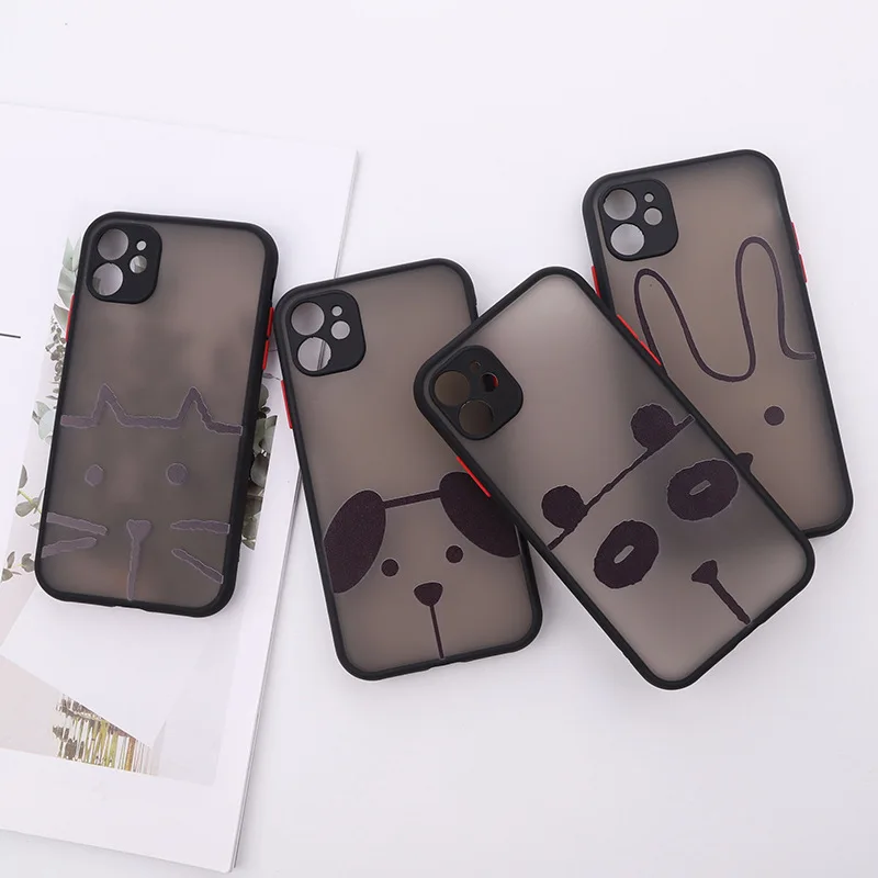 

Cartoon skin mobile phone case suitable for iphone12 painted small animals contrast color iphone13 all-inclusive protective cove
