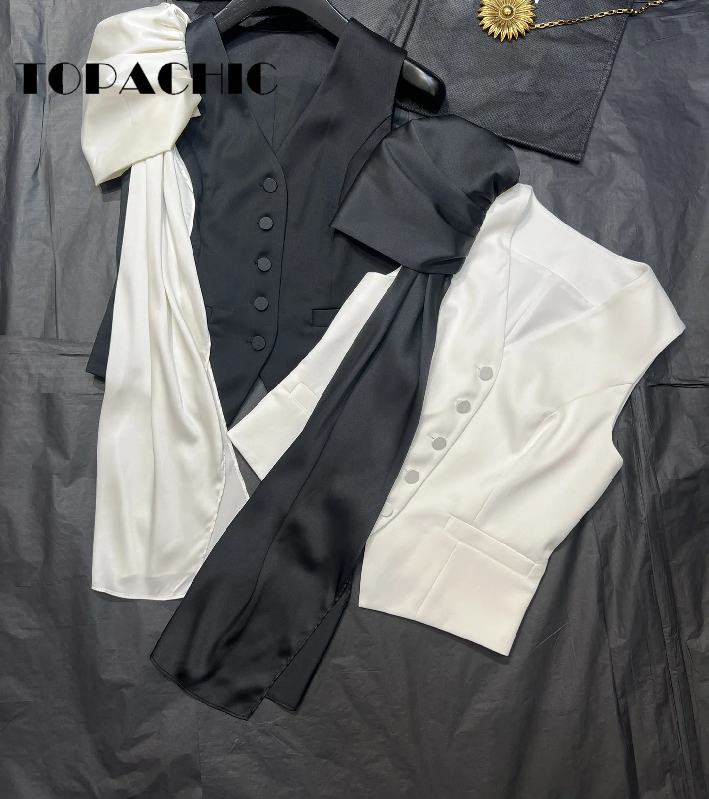 Женский винтажный однобортный жилет с v-образным вырезом и цветной лентой